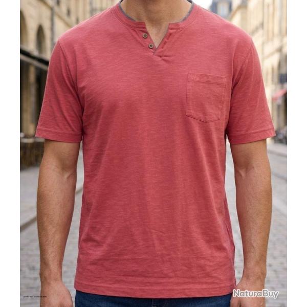 CHALLENGER TEE3020C Tee shirt col boutons rouge le dynamisme du coton flamm�