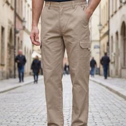 CHALLENGER VALLON1 -- Pantalon cargo beige : aisance et robustesse en coton twill 46
