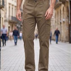 CHALLENGER VASCO1 -- Pantalon multipoche beige : le confort stretch en canvas 44