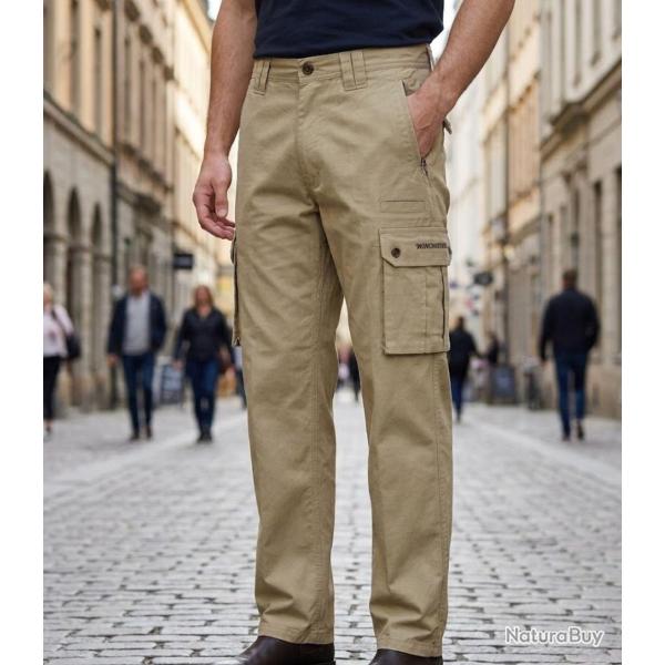 WINCHESTER WESTYB -- Pantalon cargo beige : confort et praticit� multipoches 42