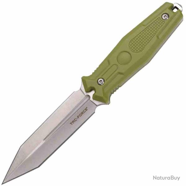 Couteau Tac Force USMC Lame Spear Point Acier 3Cr13 Satin Manche FRN Vert �tui ABS TFFIX118GN