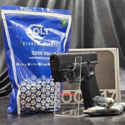 PACK LASER PR&Ecirc;T A TIRER PISTOLET GLOCK 17 GEN5 MOS BBS 6MM CO2 - BLACK