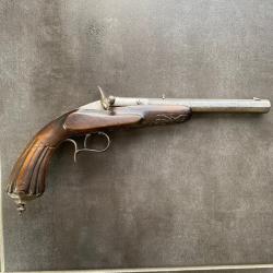 Pistolet ancien &agrave; bloc tombant - calibre 6 mm Flobert (bosquette) - XIXe - fonctionnel