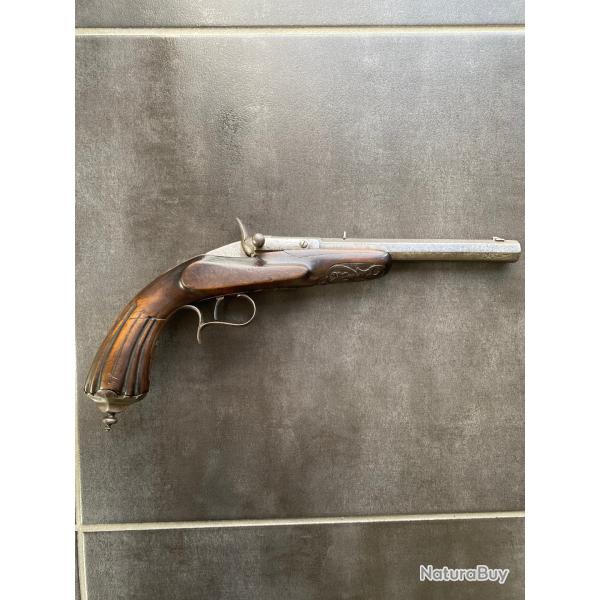 Pistolet ancien � bloc tombant - calibre 6 mm Flobert (bosquette) - XIXe - fonctionnel