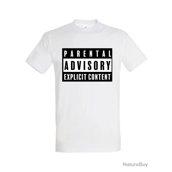 T-shirt 100% Coton Parental Advisory Blanc