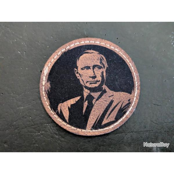 Patch velcro cuir pu V Poutine  - russe biker airsoft Vladimir Putin harley