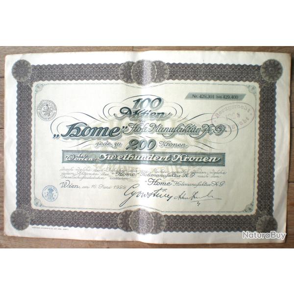 Autriche Action Home Holz Manufaktur A.G. 200 Kronen 1922