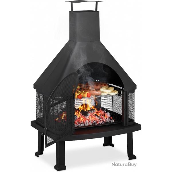 Chemin�e de terrasse avec grill Protection contre �tincelle, 110 x 63 x 51 cm LIVRAISON OFFERTE