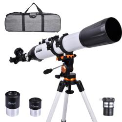 T&eacute;lescope Astronomique 90/800 HD D&eacute;butant Adulte Tr&eacute;pied Smartphone Barlow Observation &Eacute;toiles Lune