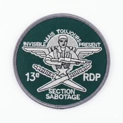 Section sabotage du 13e RDP  patch brod&eacute; diam&egrave;tre 85 mm