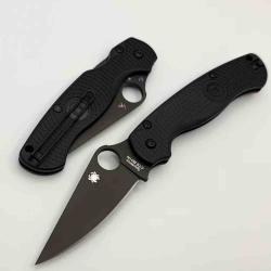 Couteau Spyderco Paramilitary 2 Lightweight Lame Acier CTS-BD1N Black DLC Manche FRN USA SC81PBBK2