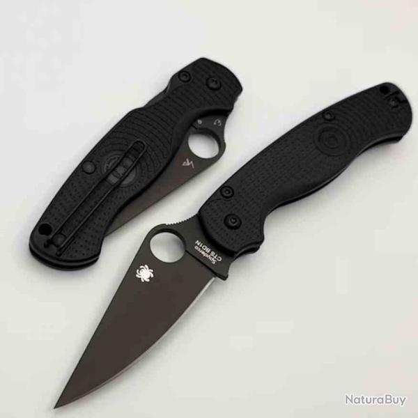 Couteau Spyderco Paramilitary 2 Lightweight Lame Acier CTS-BD1N Black DLC Manche FRN USA SC81PBBK2