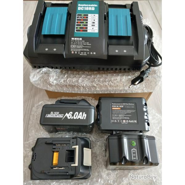 Lot NEUF chargement: Chargeur et 4 batteries adaptable machine Makita