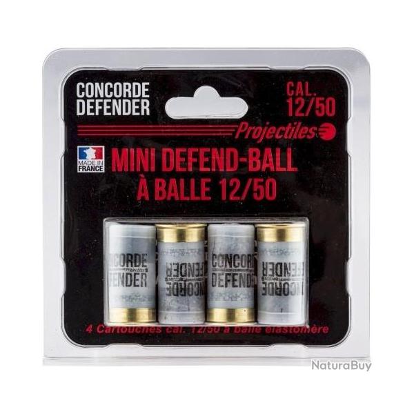 Cartouches mini d�fend-ball CONCORDE DEFENDER cal.12/50 � balle �lastom�re bior par 4