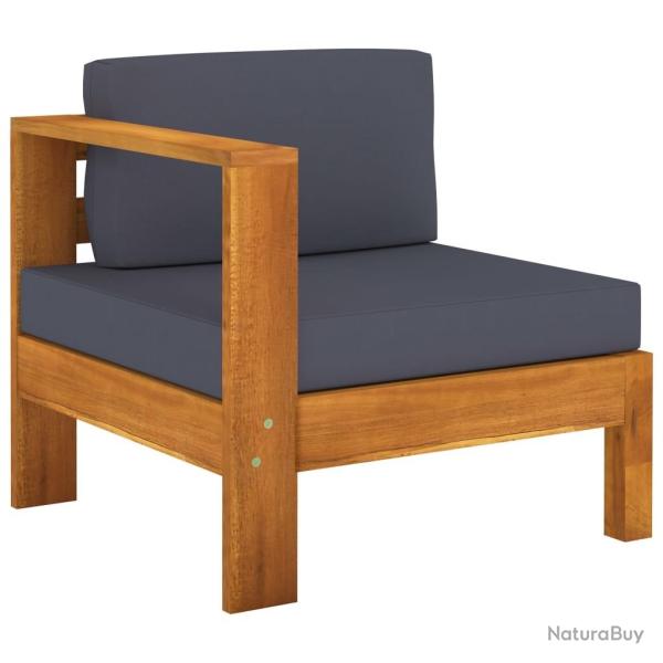 Canap� central avec 1 accoudoir Gris fonc� Acacia solide