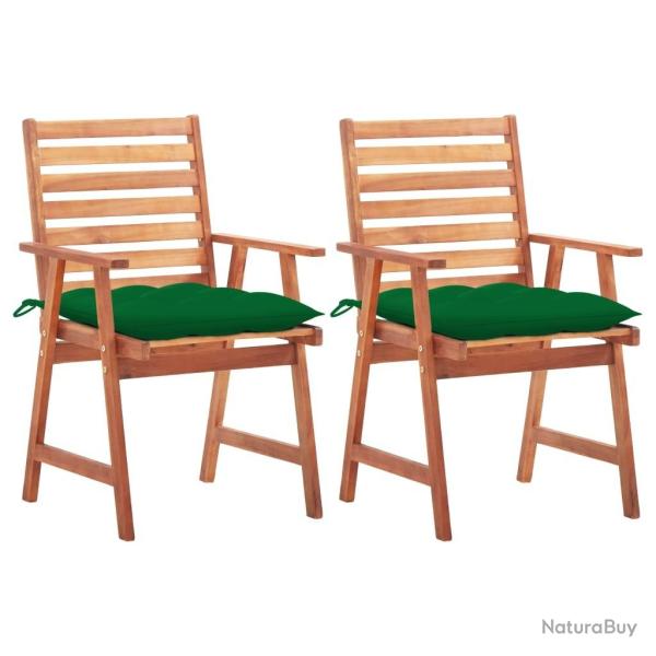 Chaises � manger d'ext�rieur lot de 2 et coussins Acacia massif