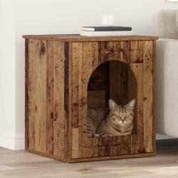Maison pour chat Bois ancien 53 x 52 x 62 cm Bois d'ing&eacute;nierie