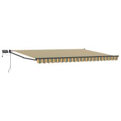 Store r&eacute;tractable manuel avec LEDs Vert et jaune 4 &times; 3 m