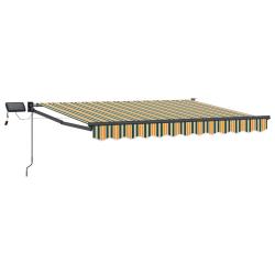 Store r&eacute;tractable manuel avec LEDs Vert et jaune 3,5 x 2,5 m