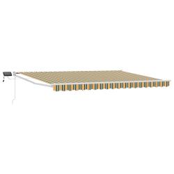 Store r&eacute;tractable manuel avec LEDs Vert et jaune 4 &times; 3 m