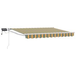 Store r&eacute;tractable manuel avec LEDs Vert et jaune 3,5 x 2,5 m