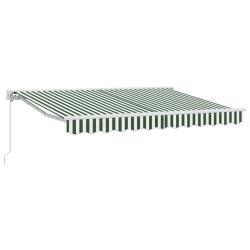 Auvent r&eacute;tractable manuel Vert et blanc 3,5 x 2,5 m