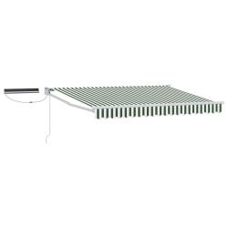 Auvent r&eacute;tractable &eacute;lectrique Vert et blanc 3 x 2,5 m