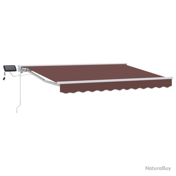 Cadre de store manuel avec LEDs Marron 3,5 x 2,5 m
