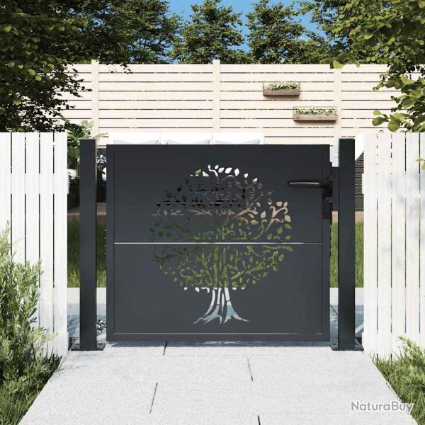 Portail de jardin Anthracite 100x100 cm Acier Design Arbre