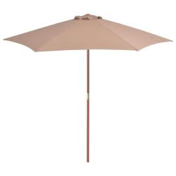 Parasol d'ext&eacute;rieur avec m&acirc;t en bois 270 cm taupe