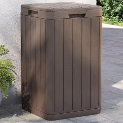 Poubelle d'ext&eacute;rieur marron 38x38x65 cm PP