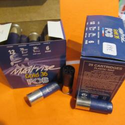 1 BOITE DE 25 c artouches FOB MAITRISE GOLD 36 cal 12/70  N&deg; 6