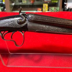 FUSIL A CHIENS DRILLEN : CAL 16/65, PERCUSSION CENTRALE CANON DAMAS, GRAVURES FAITE &Agrave; LA MAIN, CAT.D