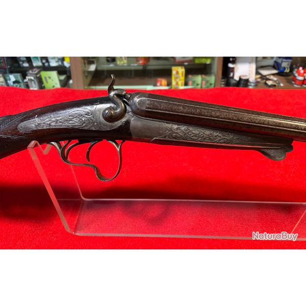 FUSIL A CHIENS DRILLEN : CAL 16/65, PERCUSSION CENTRALE CANON DAMAS, GRAVURES FAITE � LA MAIN, CAT.D