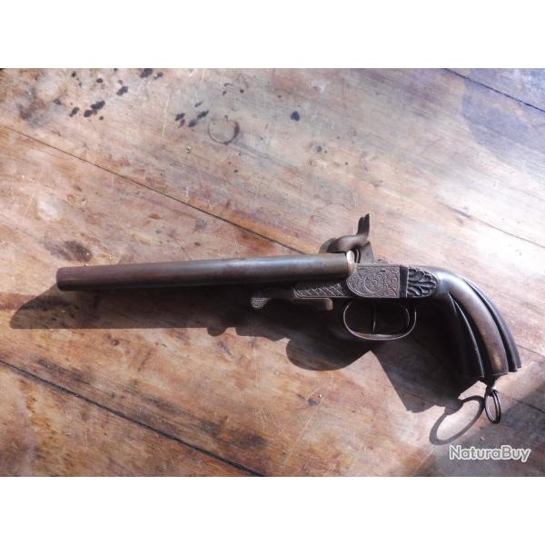 pistolet type lefaucheux 2 canons calibre 12 mm a broches poudre noire