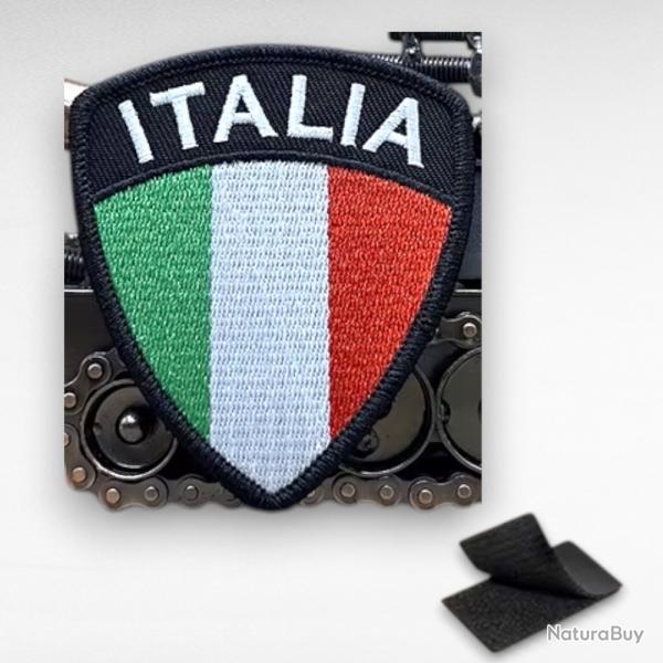 ECUSSON ITALIA DRAPEAU ITALIE BRODE SCRATCH VELCRO 6.5CM X 7.5CM MILITARIA PATCH