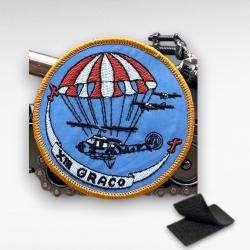 ECUSSON PARACHUTISTE GRACO HELICOPTERE SCRATCH 8CM X 8CM ARMEE MILITARIA PATCH