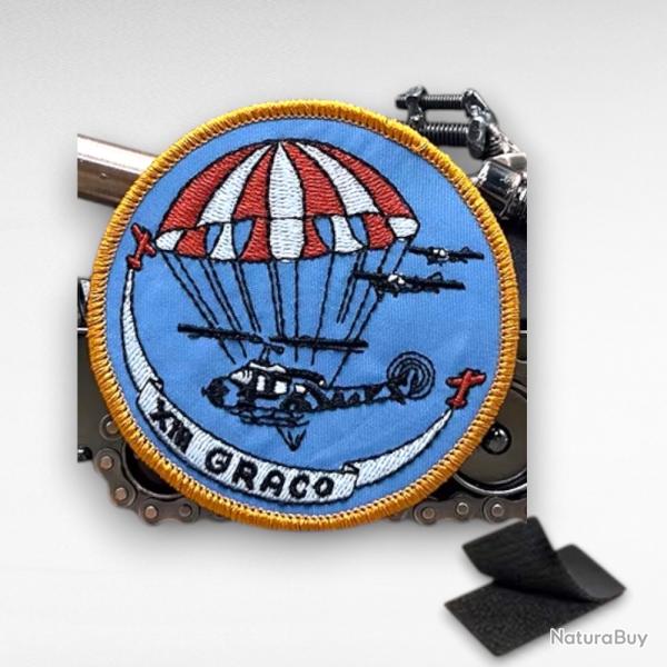 ECUSSON PARACHUTISTE GRACO HELICOPTERE SCRATCH 8CM X 8CM ARMEE MILITARIA PATCH