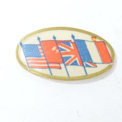 Ancienne broche &eacute;cusson drapeaux des alli&eacute;s de la lib&eacute;ration, WW2 1945.