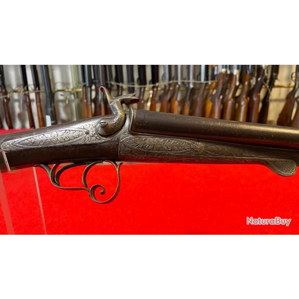 FUSIL A CHIENS : CAL 16/65, CARTOUCHES A BROCHES, GRAVURES FAITES � LA MAIN, CAT.D VENTE LIBRE.