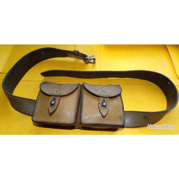 CEINTURON EN CUIR AVEC ETUI EN CUIR DE CARTOUCHIERE POUR MAS 36 de 1961 DE L'ARMEE FRANCAISE ,  FABR