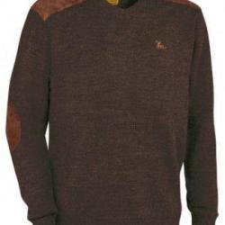 Pull chasse Fox col V marron PRO HUNT