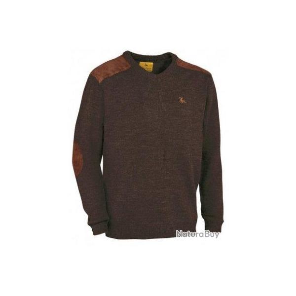 Pull chasse Fox col V marron PRO HUNT