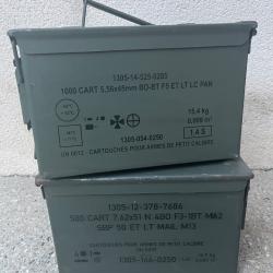 Lot de deux caisses &agrave; munitions vides kaki