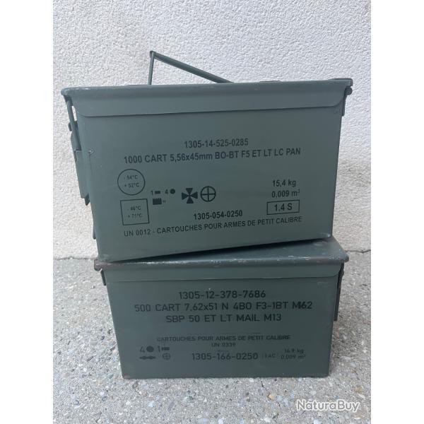 Lot de deux caisses � munitions vides kaki