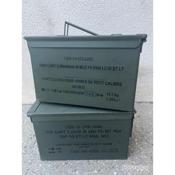 Lot de deux caisses � munitions vides en m�tal