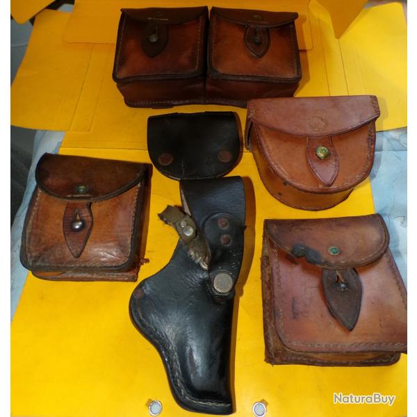 LOT D'ETUIS EN CUIR DE L'ARMEE FRANCAISE ET ALLEMANDE POUR LE HOLSTER,  ETAT  VOIR PHOTOS . POUR TOU