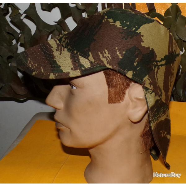 ARMEE AMERICAINE U.S : CASQUETTE AVEC NUQUIERE CAMOUFLEE , TYPE BIGEARD , TAILLE 7 1/4  SOIT TAILLE