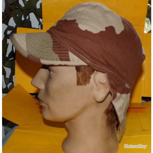 CASQUETTE CAMOUFLAGE SABLE AVEC NUQUIERE CAMOUFLEE , TYPE BIGEARD , TAILLE FRANCAISE 56 , FABRICATIO