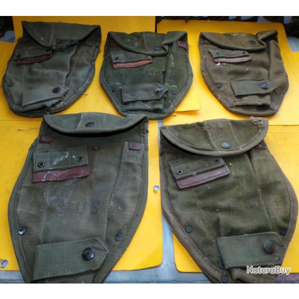 ARMEE AMERICAINE U.S : LOT DE 5 ETUIS ABIMES DE PELLE MILITAIRE POUR RECUPERATION DE PIECES ,   ETAT